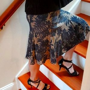 NWOT Sigrid Olsen Dark Navy Taupe Black Trumpet Skirt